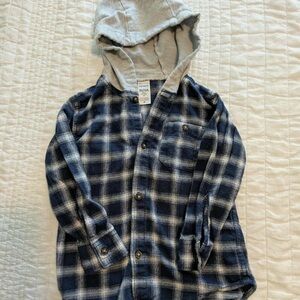 Carter's Blue and Gray Plaid Hooded Shirt